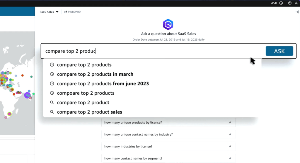 Ask Questions using QuickSight Q