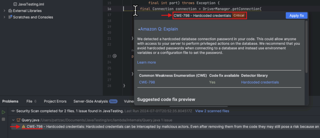 CWE (Common Weakness Enumeration) Message to Check for Vulnerabilities
