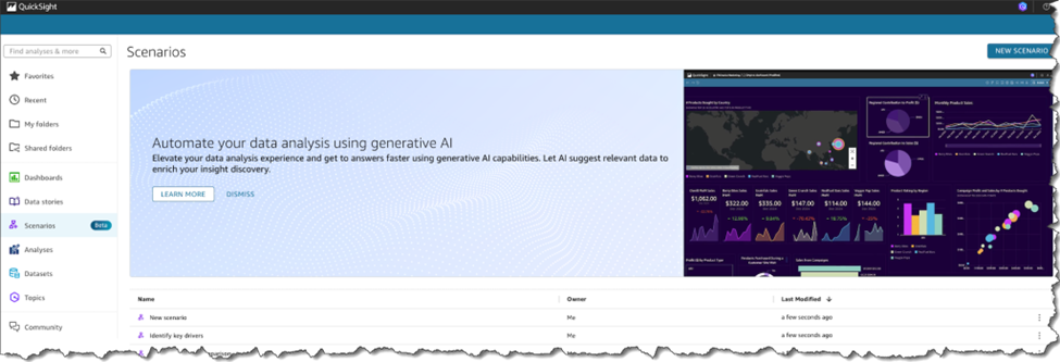 Figure 1: Scenarios in Amazon Q in QuickSight