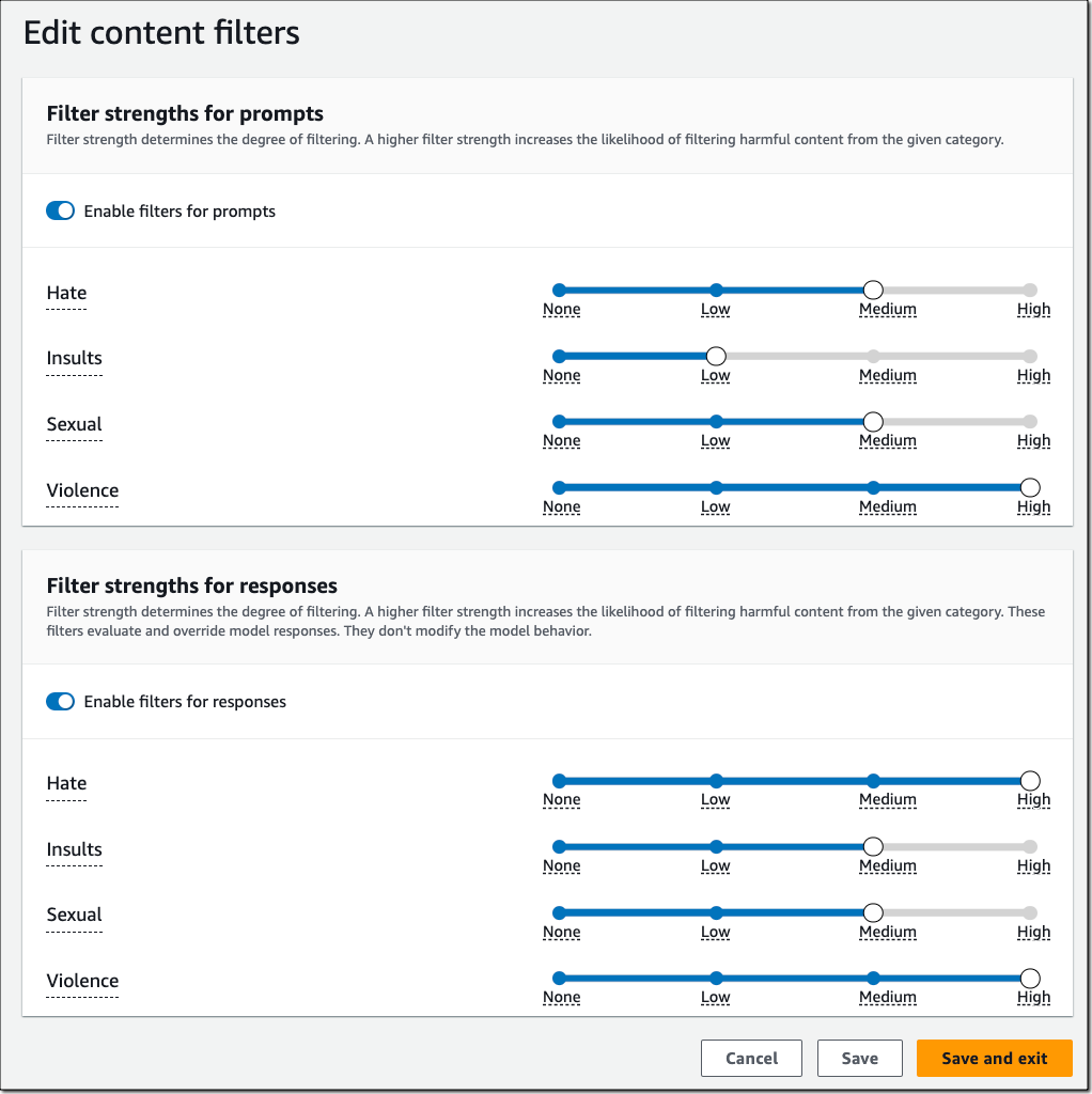 Filter harmful multimodal content based on responsible AI policies