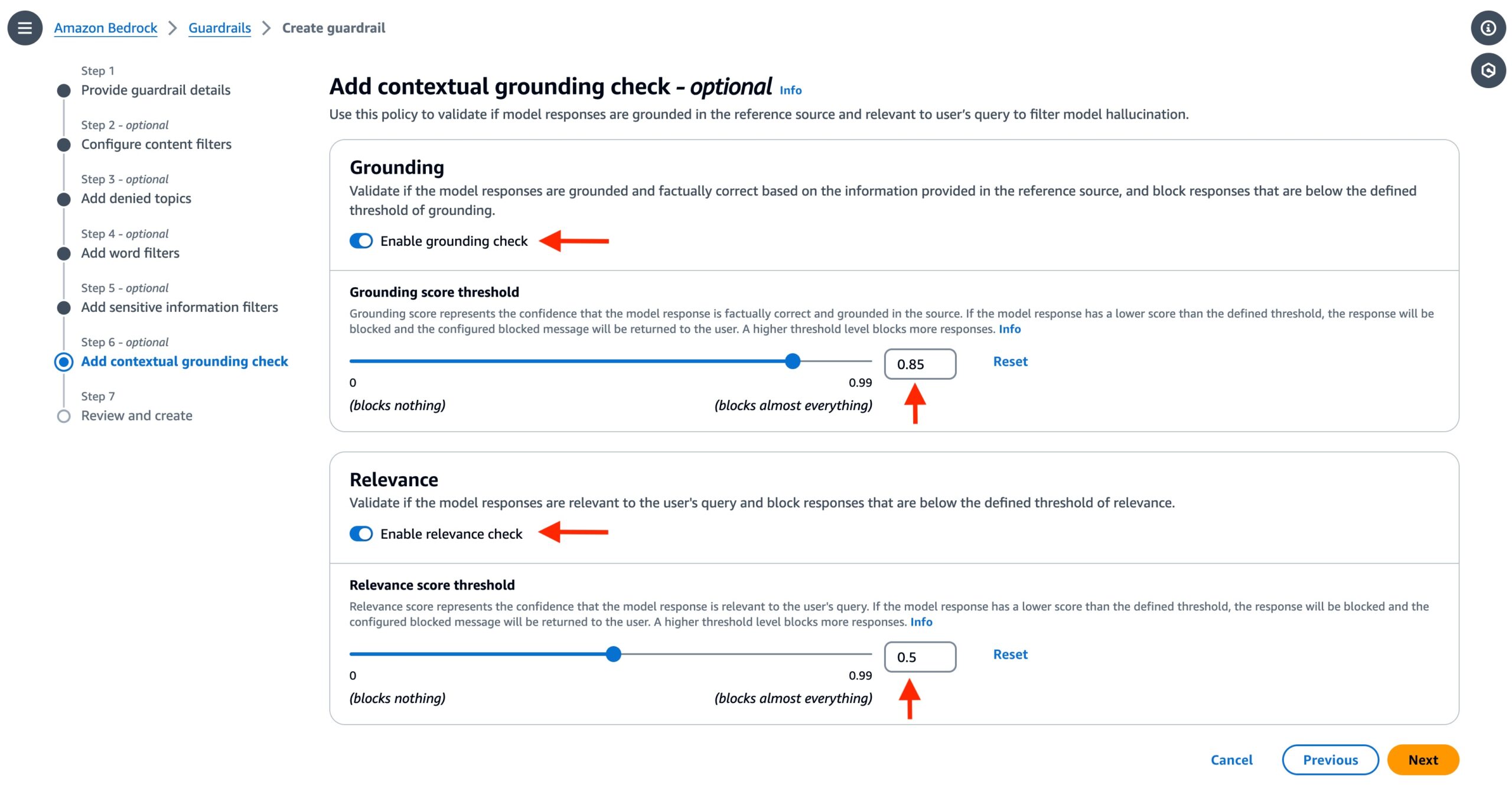 Identify hallucinations in responses using contextual grounding checks