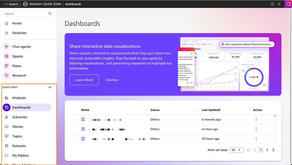 Figure 3: Quick Sight - Amazon Quick Suite